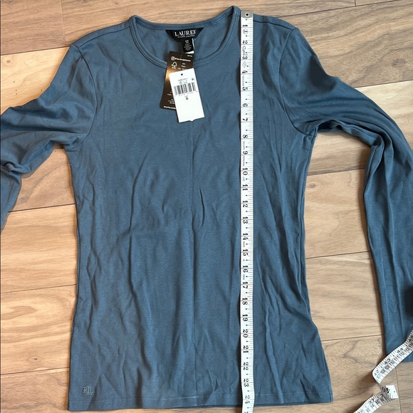 NWT Ralph Lauren Classic Long Sleeve Crew Neck Top in Dusty Blue Size S - Picture 6 of 9